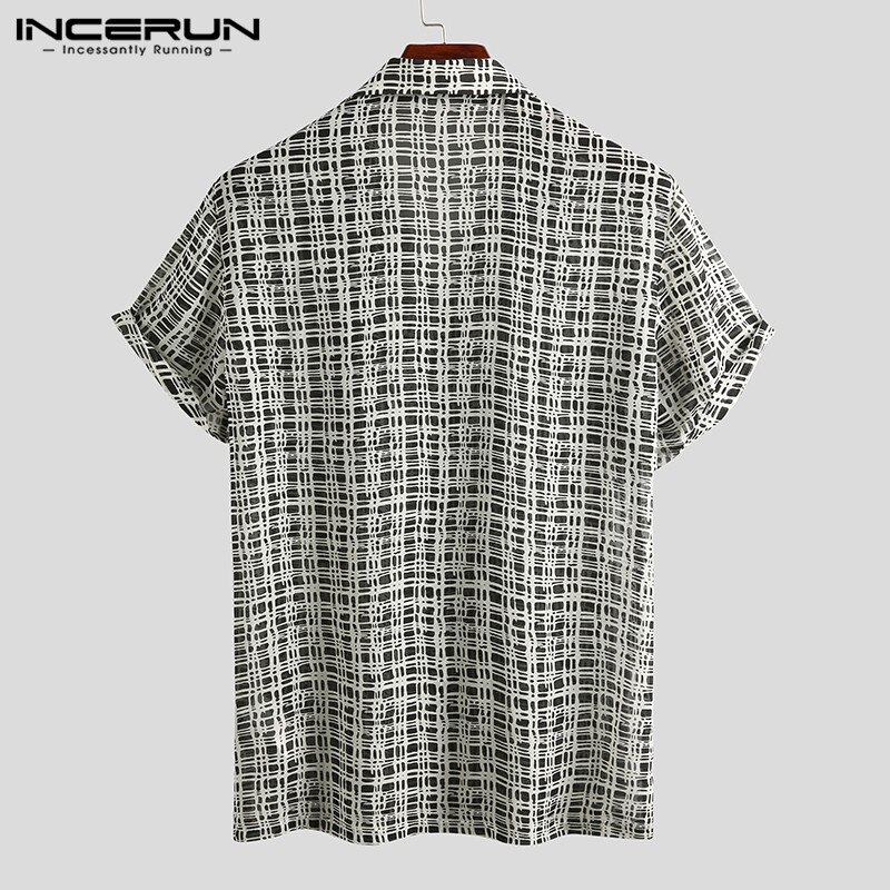 Incerun Mannen Casual Gedrukt Shirt Streetwear Korte Mouw Revers Blouse Zomer Losse Ademende Beach Hawaiian Shirts S-5XL