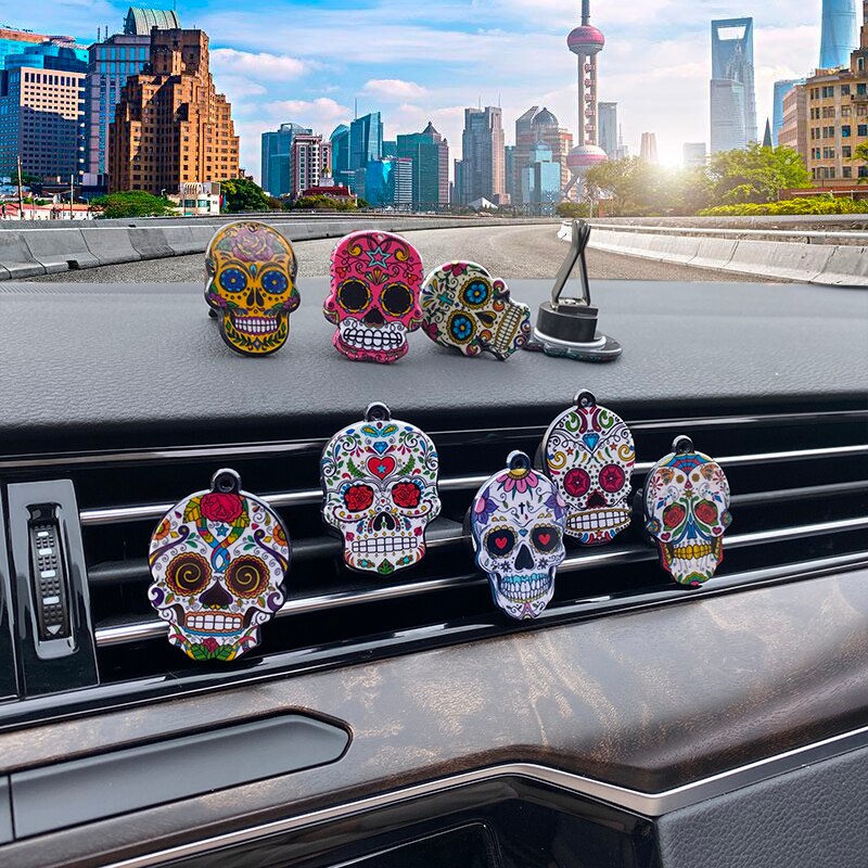 Car Air Freshener Clip - Skull Design - 3x4cm - Acrylic Acid & Iron Alloy - LuckyAroma