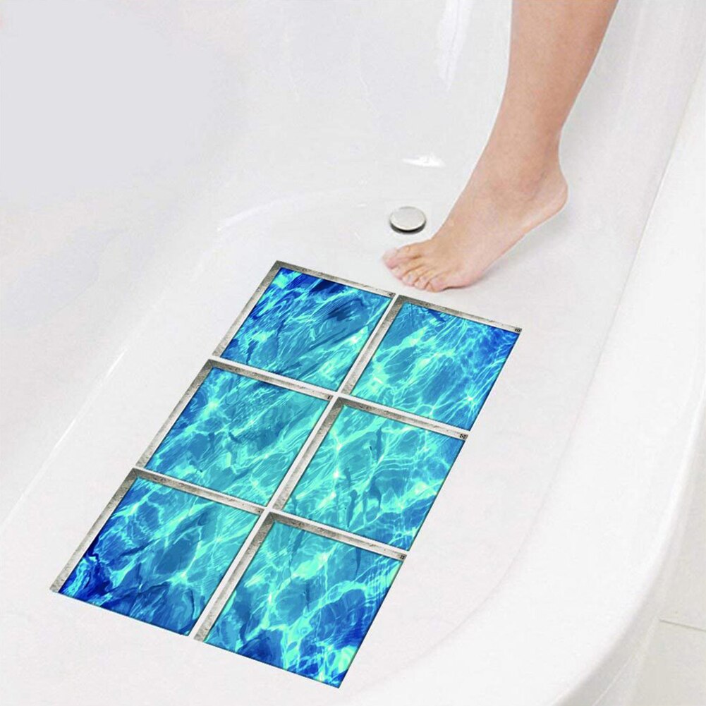 6 pièces baignoire Appliques étanche baignoire sécurité bricolage vague motif anti-dérapant étanche à l'humidité 3D stéréoscopique autocollant douche