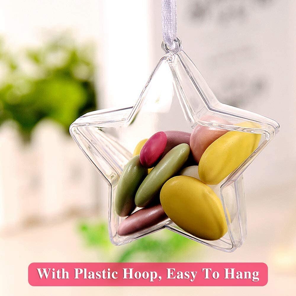 10 Sets 80Mm Diy Invulbare Ballen Clear Plastic Ornamenten Ballen Kerstboom Ornament Snuisterij Feestartikelen (Ster Vorm)