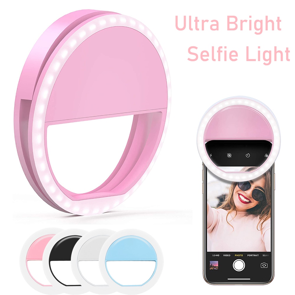 Universal Selfie Lamp Mobile Phone Lens Portable Flash Ring LEDS Camera Luminous Ring Clip Light For Xiaomi iPhone XS 11 Plus