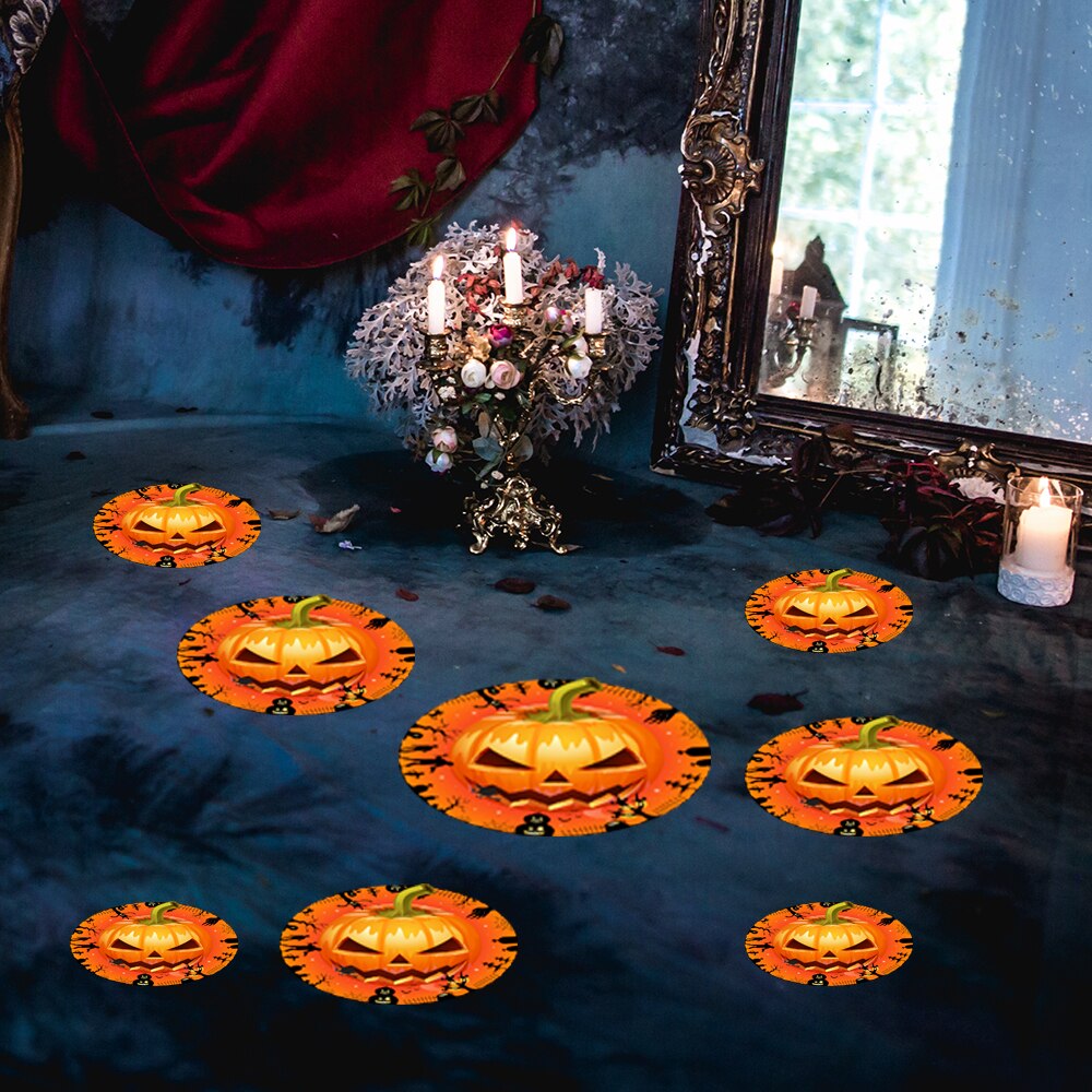 12 Pieces Floor Decals Pumpkin Eyes PVC Stickers Wall Stickers Wall Posters for Halloween Party