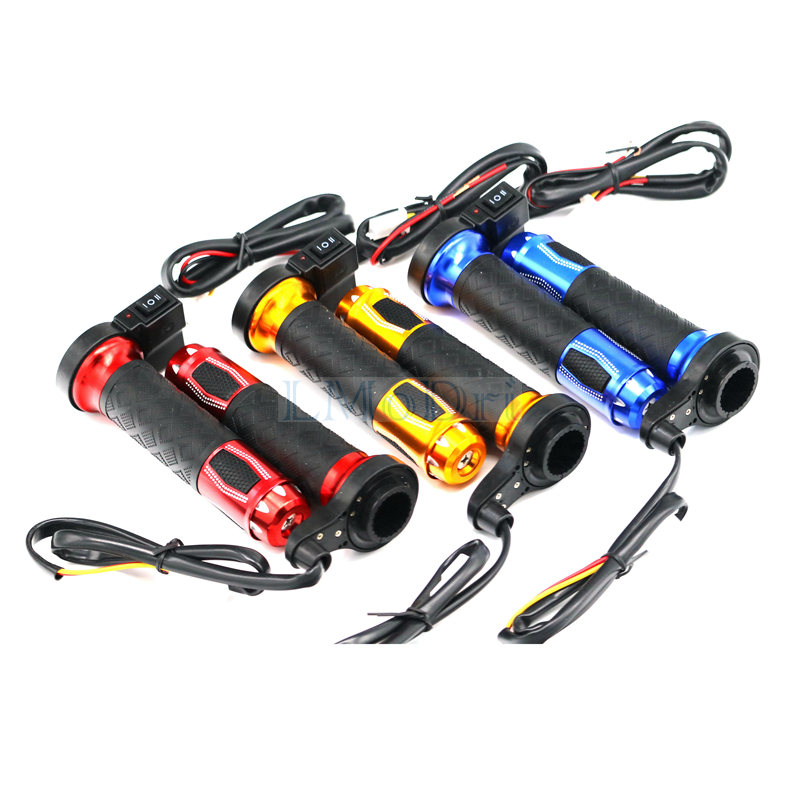 LMODRI Motorcycle Electric Heated Grips Motorbike Grip ATV Scooter 22mm 7/8" Handlebar Hand Warmer Aluminum 12V
