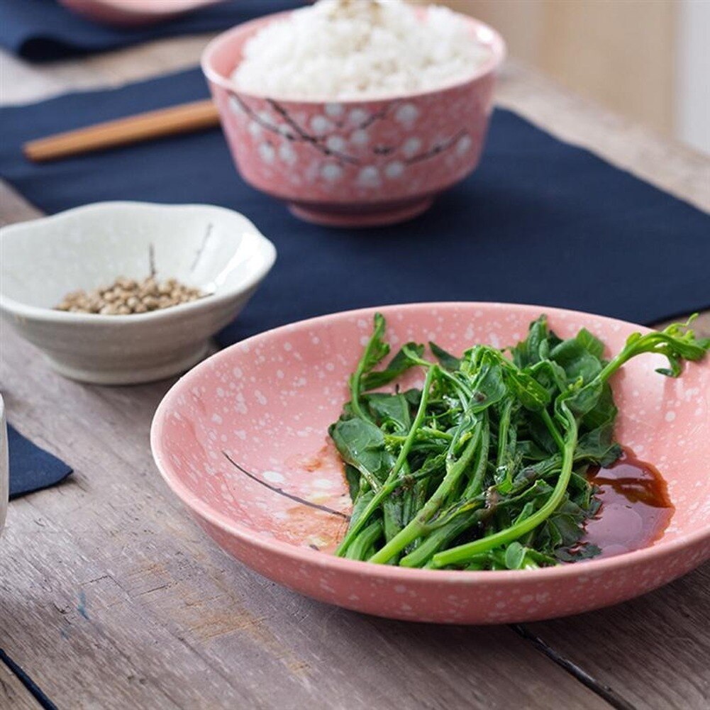 Japansk stil keramisk bordservice husholdningsbestik keramisk servise spisebordsfadssæt middagsæt miljøvenligt