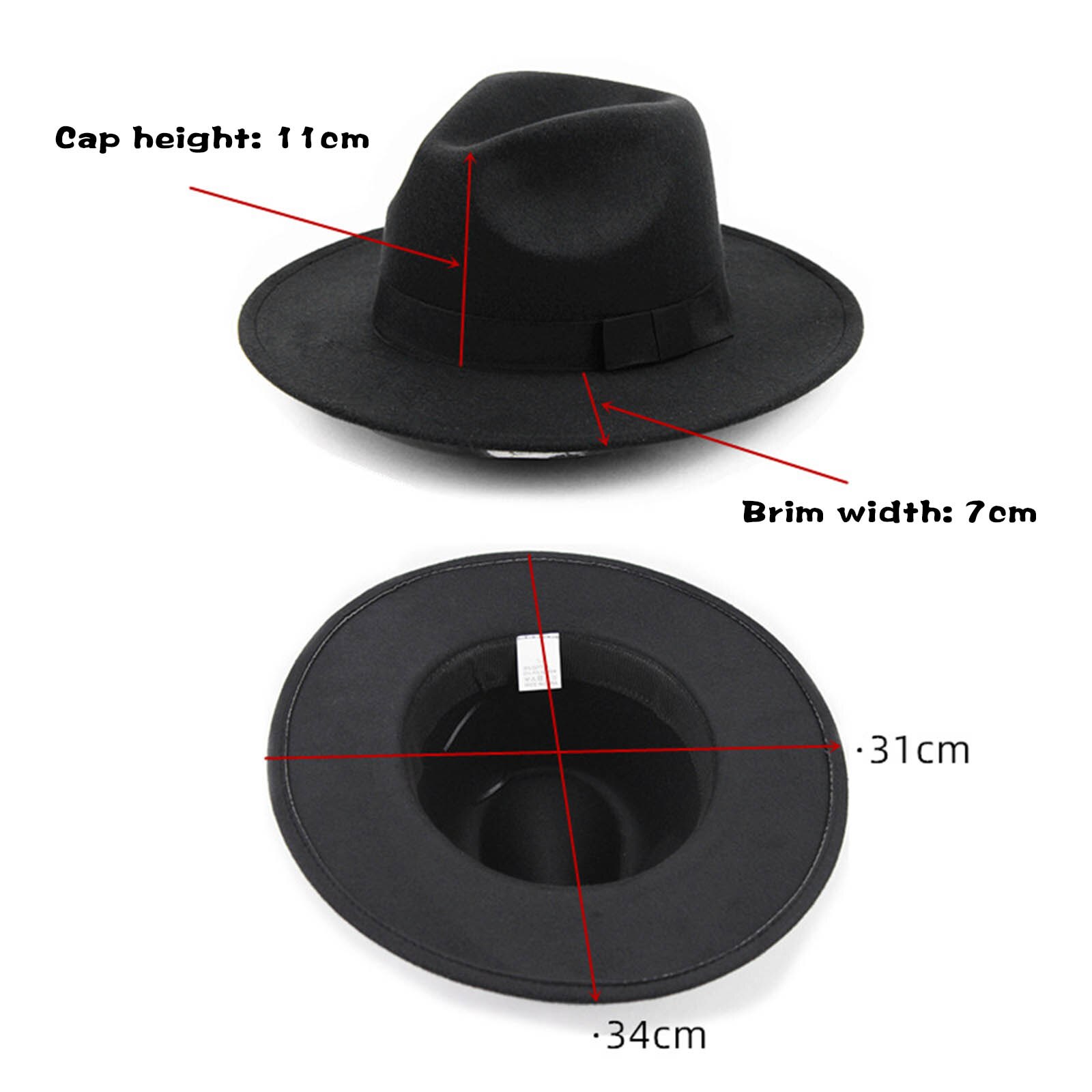 Women's Stylish Top Hat Crushable Wool Felt Outback Hat British Style Headgear Wide Brim Belt Cap d88