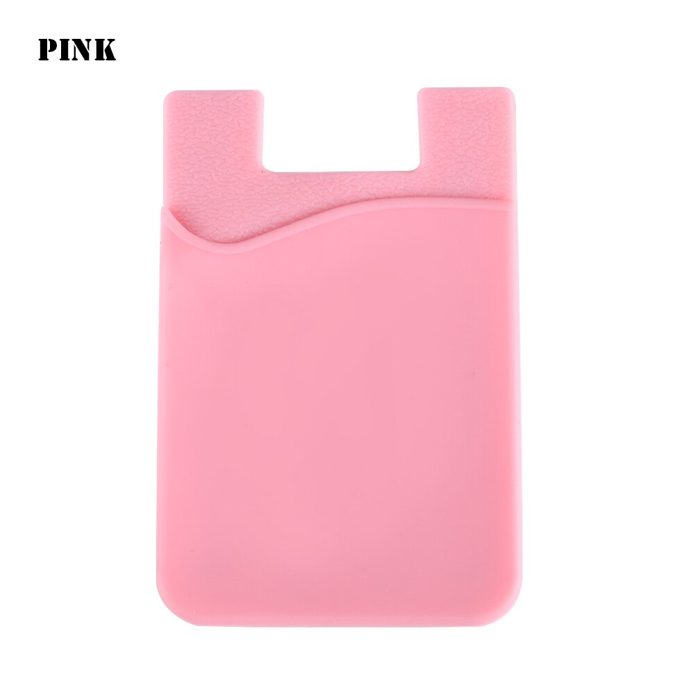 Elástico elástico Lycra adhesivo teléfono celular ID tarjeta de crédito titular mujeres hombres pegatina bolsillo cartera caso tarjeta titular se adapta a la mayoría del teléfono: pink
