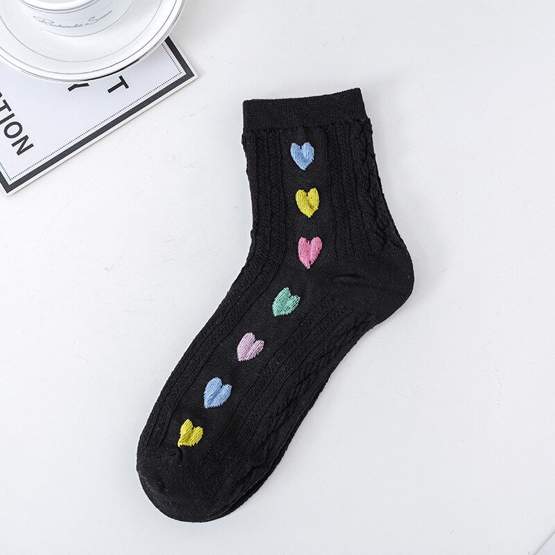1 par de novas meias de coração bonito feminino curto kawaii listrado estudante meias cor sólida vermelho coração meias esportivas socks socks socks socks: hei-love-zhong