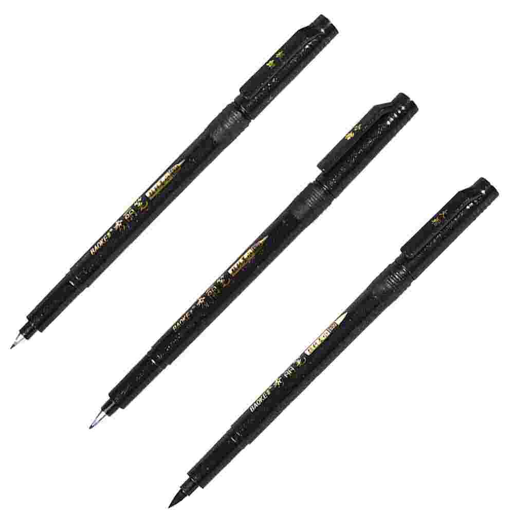 3 Sets Van Schrijven Beoefenen Pennen Studenten Borstel Pen Kalligrafie Pennen (Zwart)