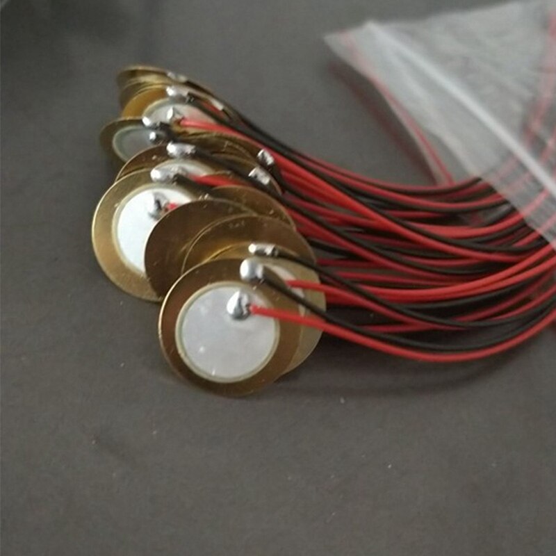 20Pcs 15mm Piezo Elements Buzzer Sounder Sensor Trigger Drum Disc with Wire Copper Piezo Buzzers for Arduino Loudspeaker
