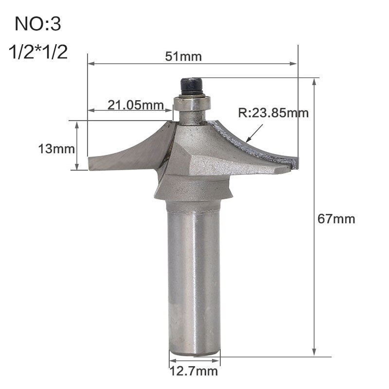 1/2 Shank Router Bits For Wood Tungsten Carbide Cutter Bit Arden Table Edge Router Bit Prrofessional Grade Woodworking Tools: NO3
