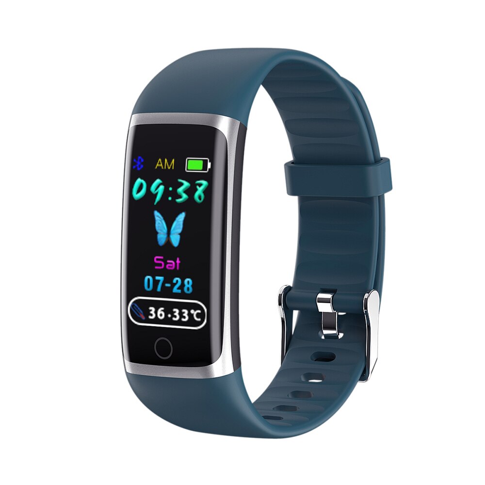 M9 3d färgglada skärmar i realtid kroppstemperatur smart armband fitness tracker smart fitness klocka: Blå