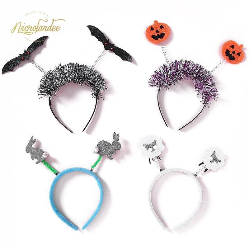 Nicrolandee kul halloween filt pannband många teman maskerad festival hår tillbehör för halloween cosplay fest: 4 st blandat