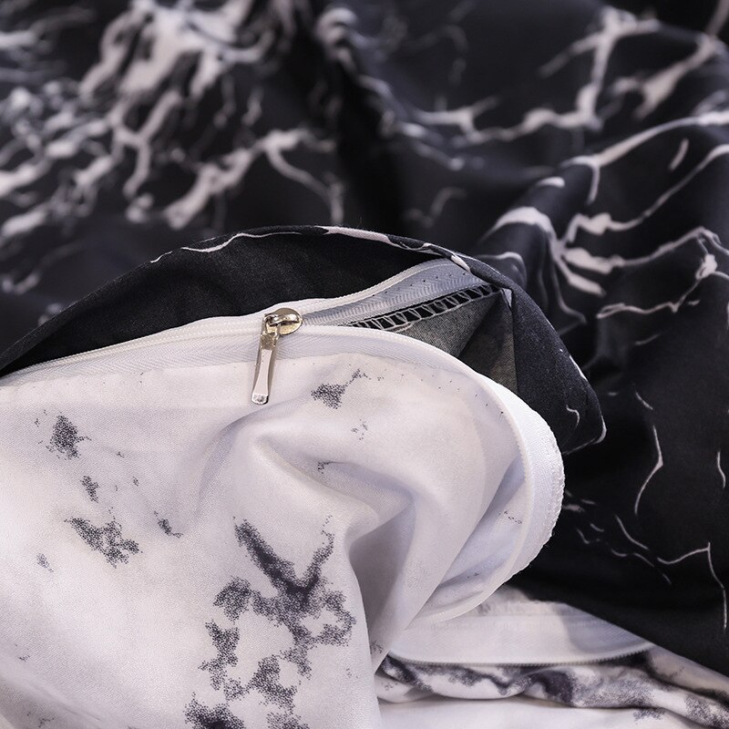 Juego de ropa de cama con estampado de mármol para dormitorio, colchas suaves, funda de edredón cómoda de , funda de almohada