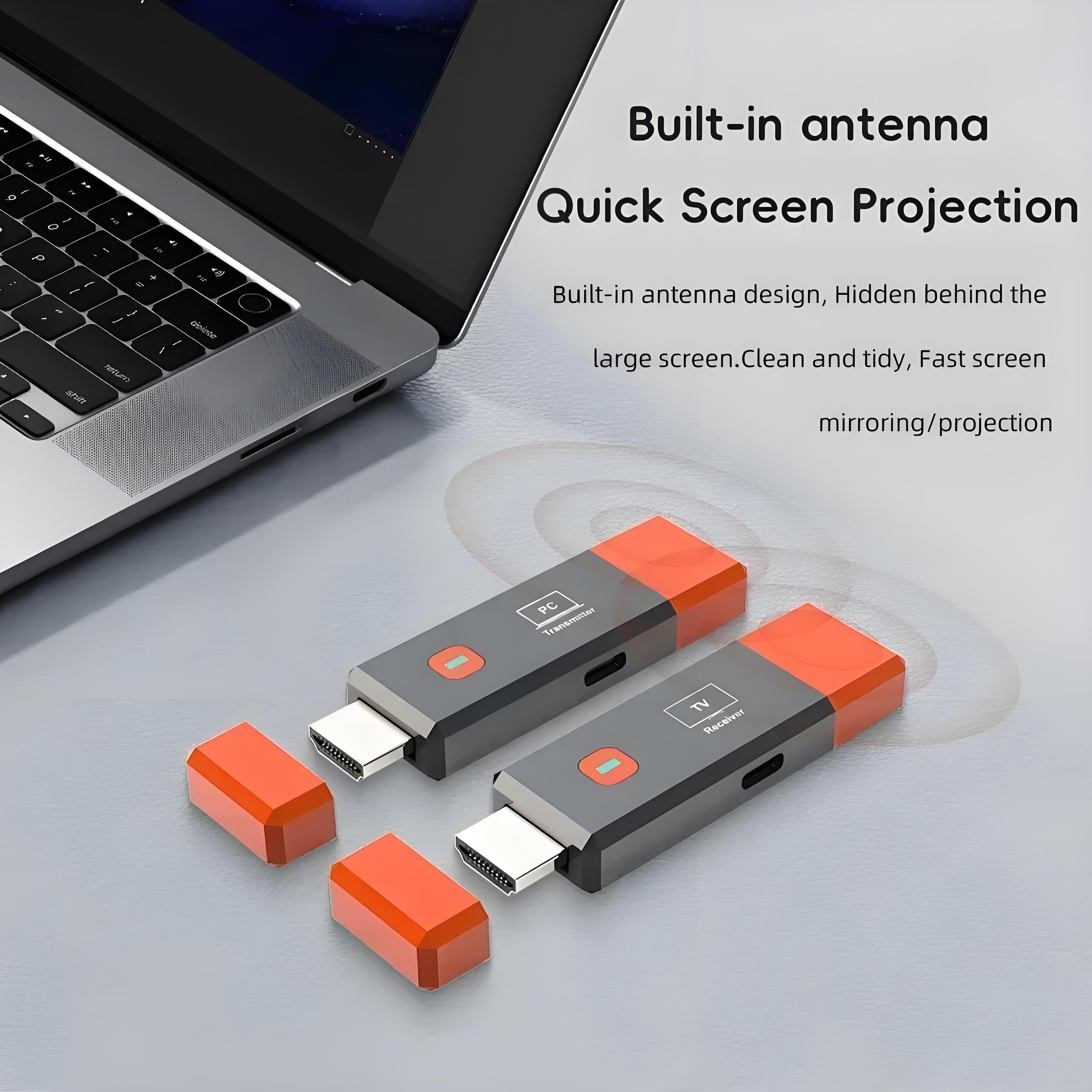 Trådlös hdmi-videosändare och -mottagare förlängningssats tv-stickdongeladapter för pc-kamera, bärbar dator till projektor, skärm-tv