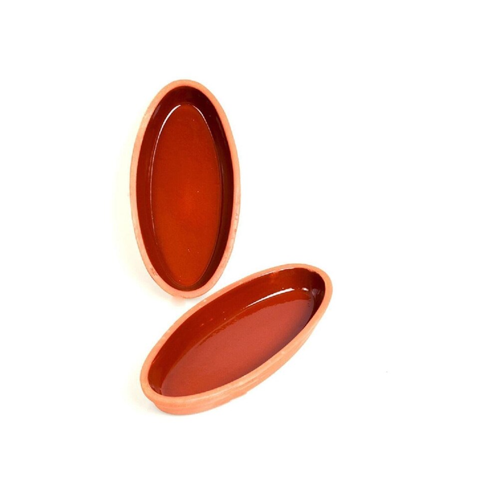 Casserole Set Vegetable Meat Dessert Cooking Natural Clay Bowl Oven Preparing Dishes Kitchen Practical Products Fireproof Pan: Oval 2 Pcs Set