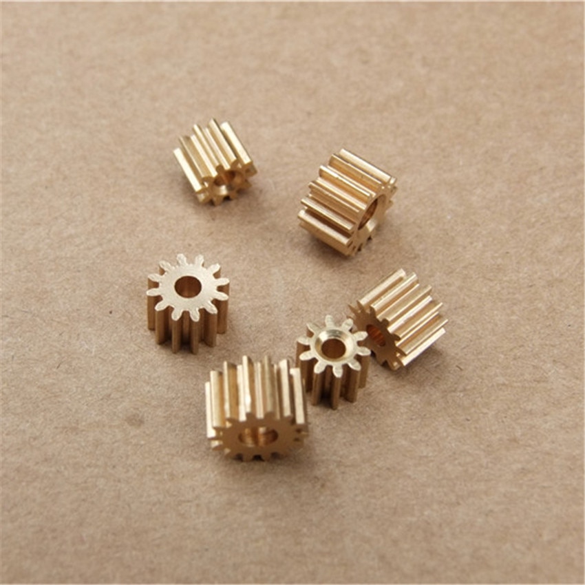 5 stk/parti messing spindel gear 12 tand 2.3mm huller cylindriske tandhjul til motor 380/390 gearkasse gear gør-det-selv legetøj model tilbehør dele