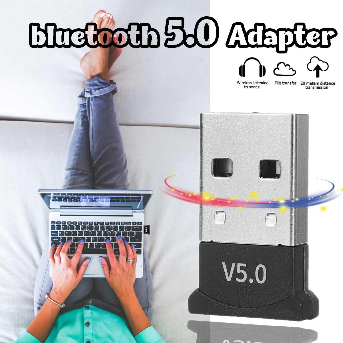 Bluetooth 5.0 Usb Adapter Voor Venster 7/8/10 Voor Vista Xp Mac Os X Pc Toetsenbord Muis Gamepads luidsprekers