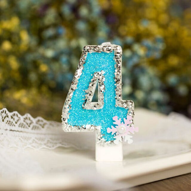 Blue Snowflake Number Happy Birthday Cake Toppers Cakes Decoration Tools Birthday Party Digital Cakes Dessert Cupcake Decor: 4