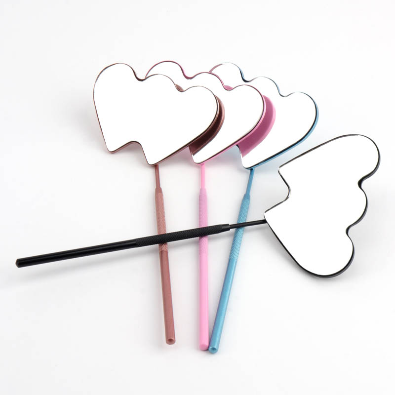 1pcs Stainless Steel Eyelash Checking Mirror Double Heart Shaped Magnifying Inspect Makeup Mirror Lash Extension Beauty Tools