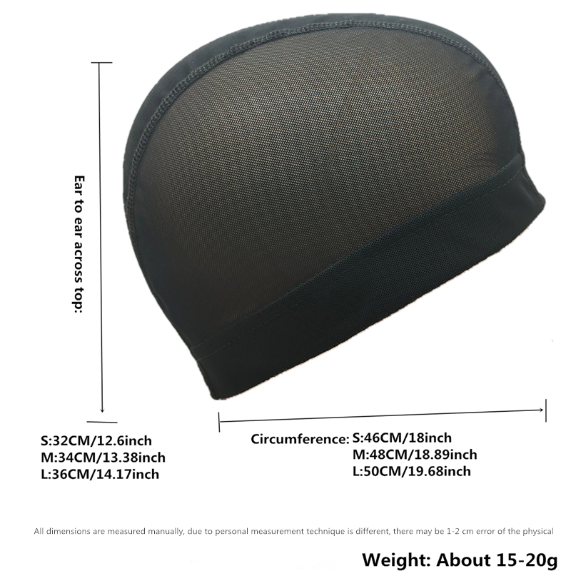 1PC Black Stretchable Breathable Mesh Dome Wig Cap Spandex Base for Wig Making