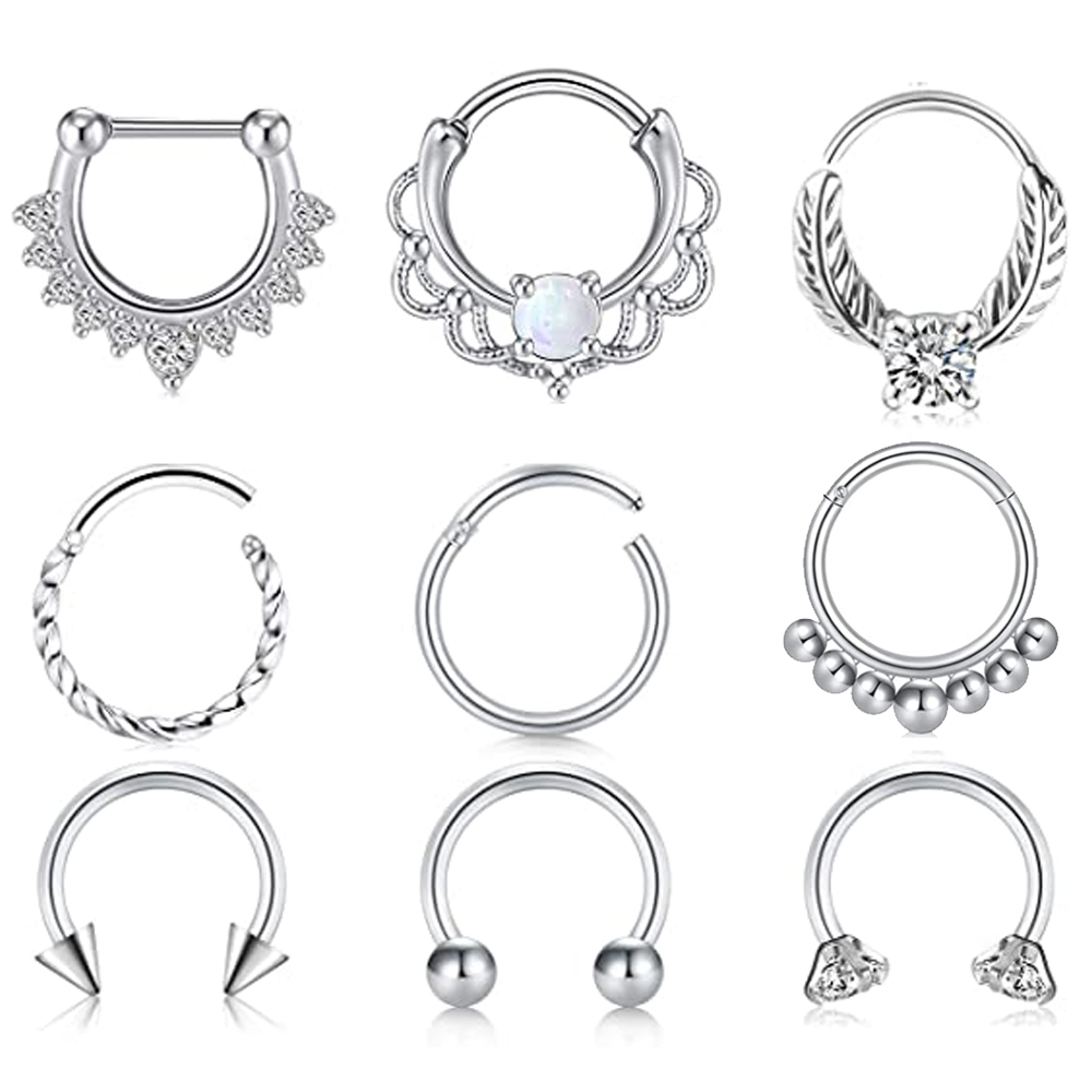 1 Uds. Anillos para tabique, aro para la nariz, herradura, pendientes de cartílago de acero inoxidable, aro, hélice, Tragus, tabique, joyería para Piercing