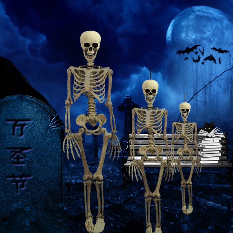Halloween rekvisitt skjelett full størrelse skjelett hodeskalle hånd naturtro menneskelig kropp poserbar anatomi modell festfestival dekorasjon