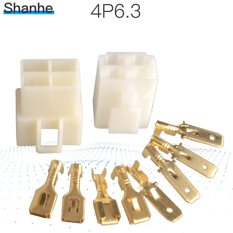 6.3mm connector 4P 4 pin Electrical 6.3 Connector Kits Male Female socket plug for Motorcycle Car