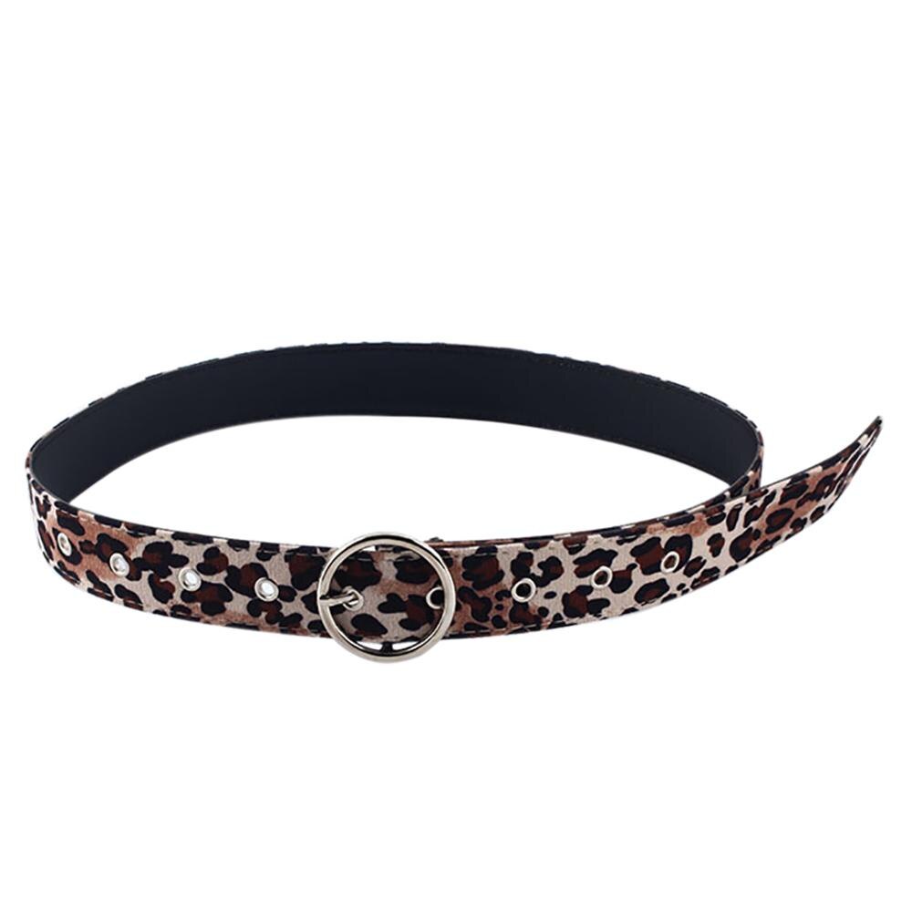 Vrouwen Riem Buikband Paardenhaar Riem Met Luipaard Patroon Metalen Hart Cirkel Gesp Riem