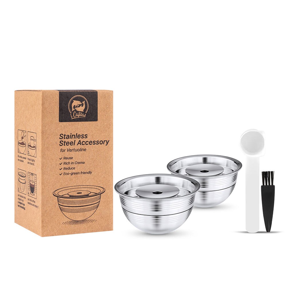 RECAFIMIL Wiederverwendbare Kapsel Für Nespresso Vertuo Nächsten Kaffee Filter Espresso Vertuoline Barista Accesorios Stahl Schote Große Tasse: 2 Kapsel