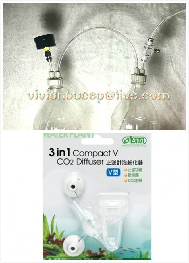 Aquarium DIY CO2 Generator System Kit with Pressure Air Flow Adjustment Water Plant Fish Tank Aquarium Co2 Valve: KIT with Diffuser