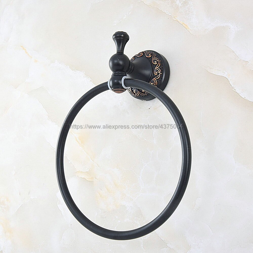 Negro aceitado de aceite de latón anillo montaje en pared accesorios de baño anillo toalla Toalla de baño Baño hardware Nba856