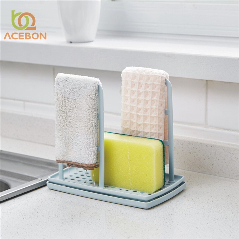 ACEBON 1 PCS Opbergrek Staande Soort Spons Houder Plank Plaat Voor Pad Handdoek Mutifuctional Organizer Home Keuken Accessoires