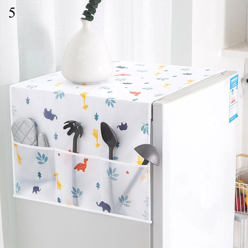 Reusable Washing Machine Cover Floral Printed Dust Cover Multipurpose Refrigerator Pocket Organizer Home Textile Dust Cloth: 5
