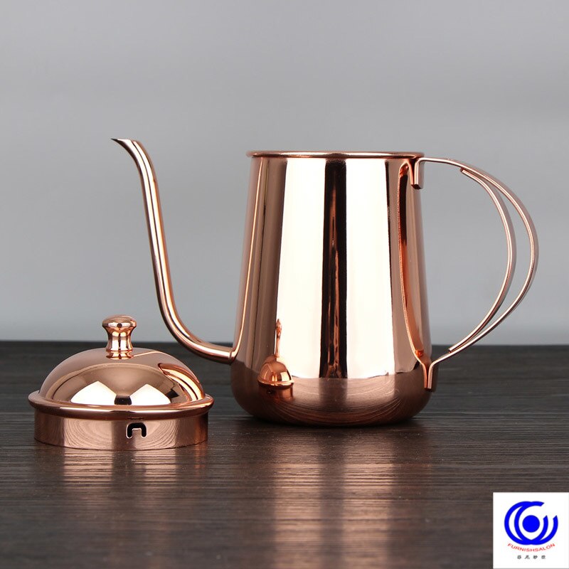 Rose gold color Coffee Tea Pot Long Mouth Gooseneck Spout Kettle Drip Makers Pitcher Cafetiere Stainless Steel 304
