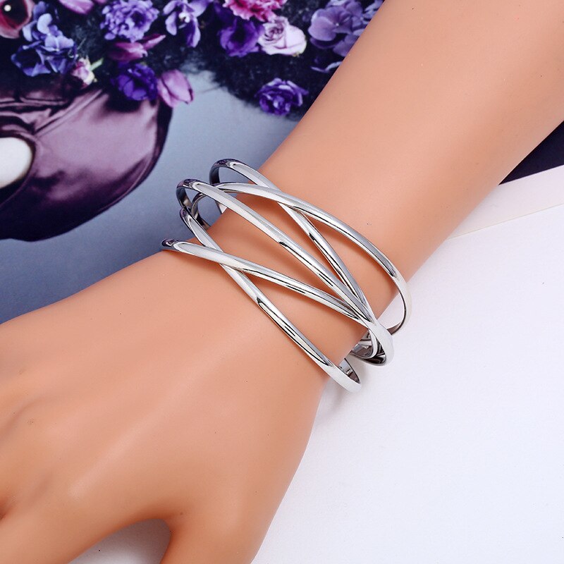 LZHLQ Cuff Bangles For Women Brand Big Bohemia Boho Bangles Indian Girls Bracelets & Bangles Female Cute Ladies Jewelry: Silver small