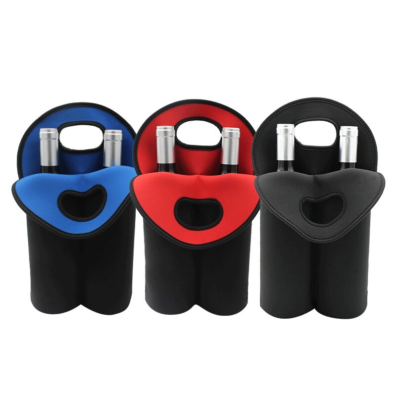 Double-Bottle Insulated Neoprene Wine Champagne Bottle Tote Carrier Beer Water Cans Bottle Drinks Carrying Bag