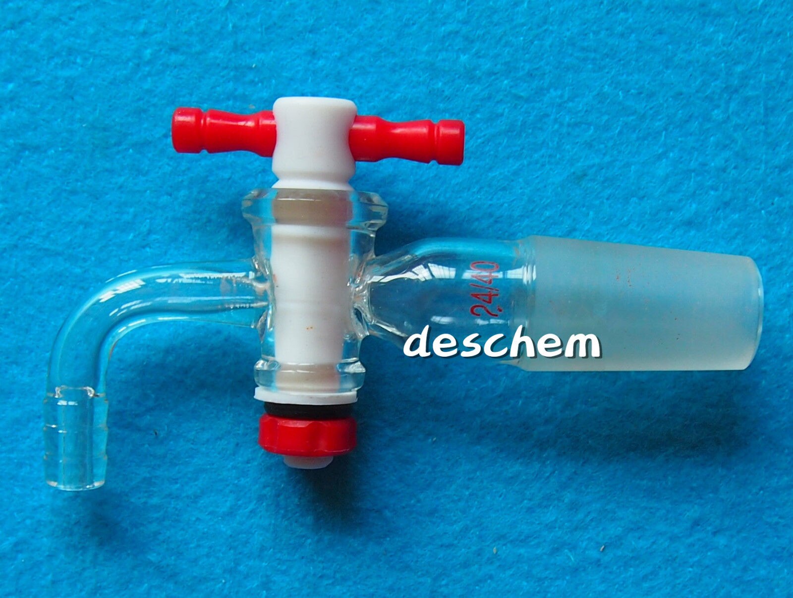 24/40,Glass Vacuum Adapter,Bent Hose Connection,Lab PTFE Stopcock,Chemical Valve