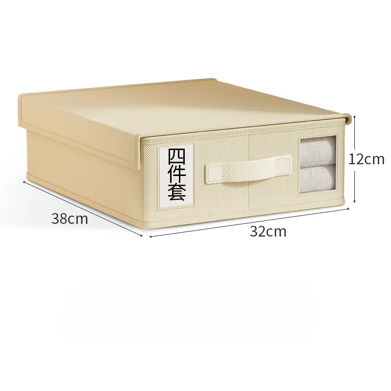 Caja de almacenamiento de sábanas de cama creativa, sábanas de tela para ropa, organizador de 4 piezas, manta para armario, funda de edredón, caja de almacenamiento no tejida: Gris oscuro