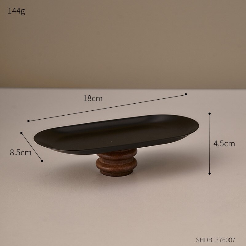 Bandeja de acero inoxidable para decoración de habitación, accesorio decorativo minimalista y nórdico, para almacenamiento de joyas y cosméticos: Black A