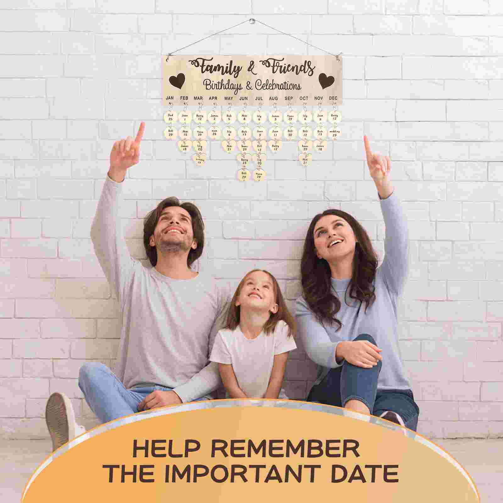 1 Set Birthday Anniversary Reminder Board Home DIY Calendar Wall Reminder Plaque Hanging Date Calendar