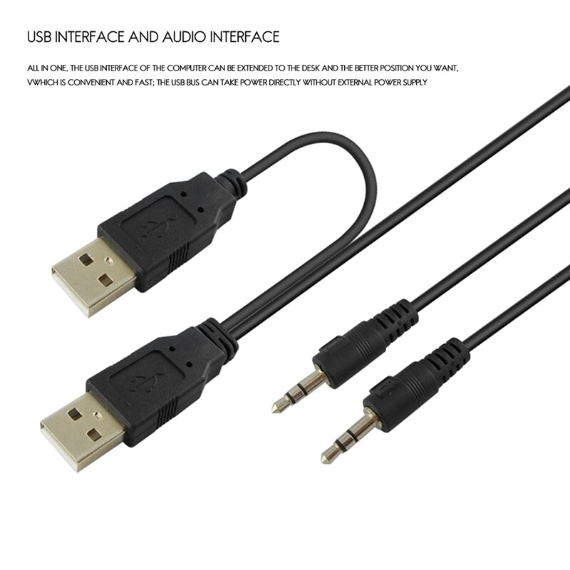 Desktop 4-Port USB2.0 Hub with Headset Microphone Hole Desktop Perforated Splitter Multi-Function Distributor