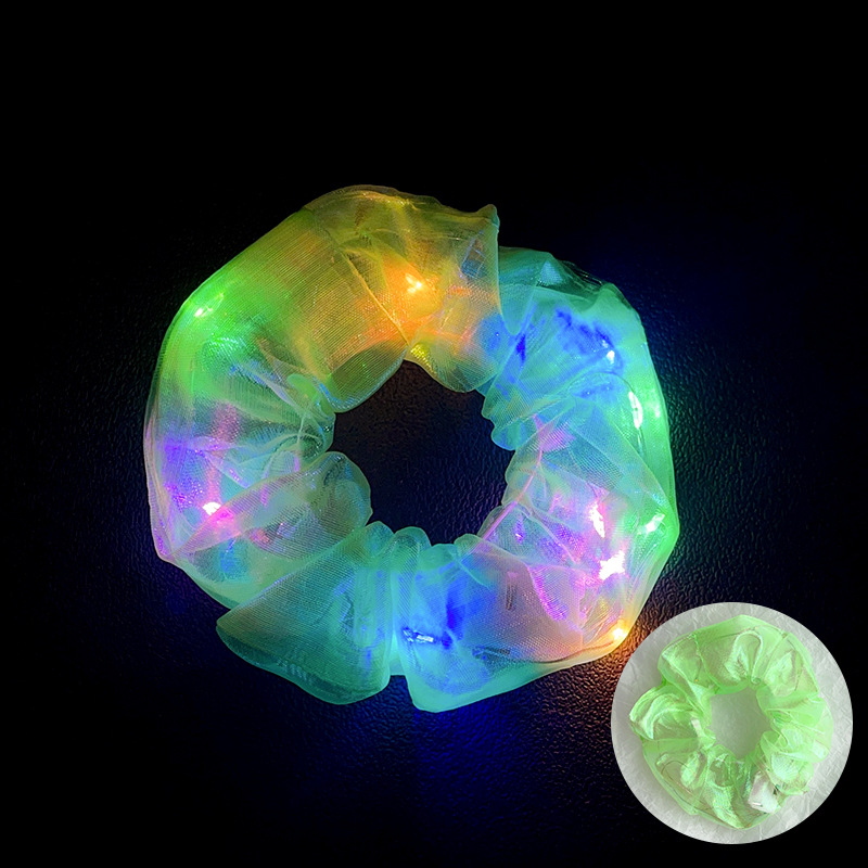 10Pcs LED Light Hair Scrunchies Light Up Scrunchies Elastic Glow Hairbands Hair Scrunchies Glow Mermaid Party favors Supplies: Olive