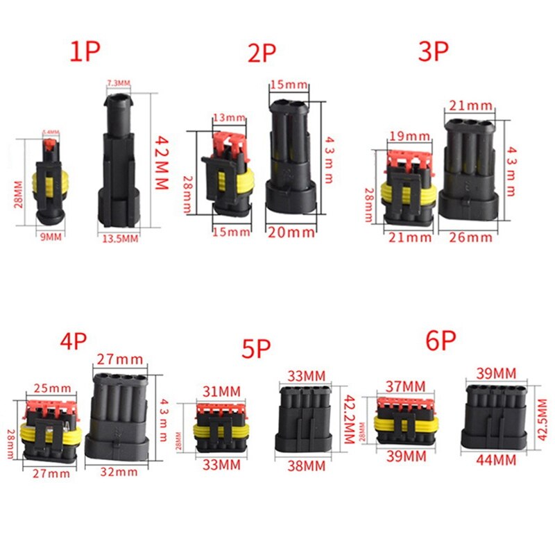 Waterproof Automotive Wire Connector Plug 1-6P With Fuse Electrical Equipment Female Male Way AMP Super Seal