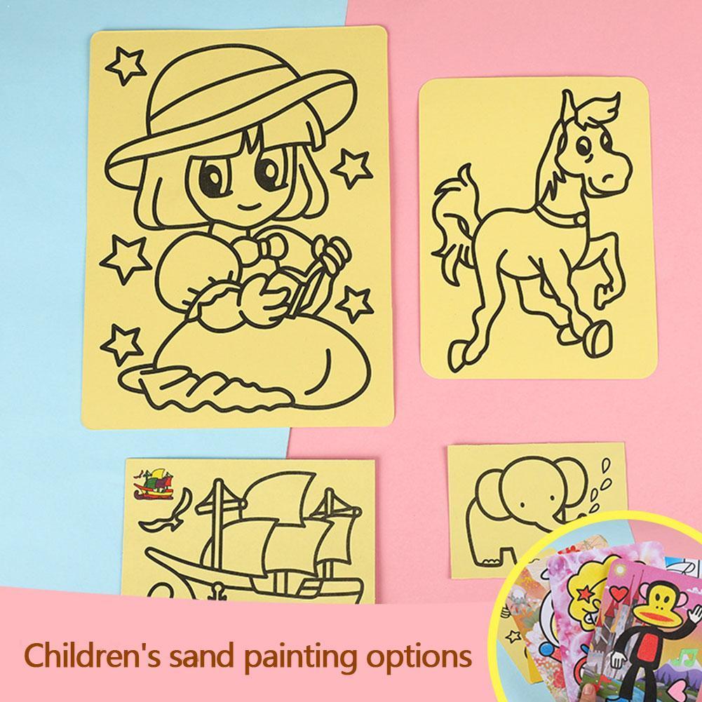 Diy Handmade Color Sand Painting Children Art Color Paper Painting Sand Picture Painting Crafts Graffiti N2H6
