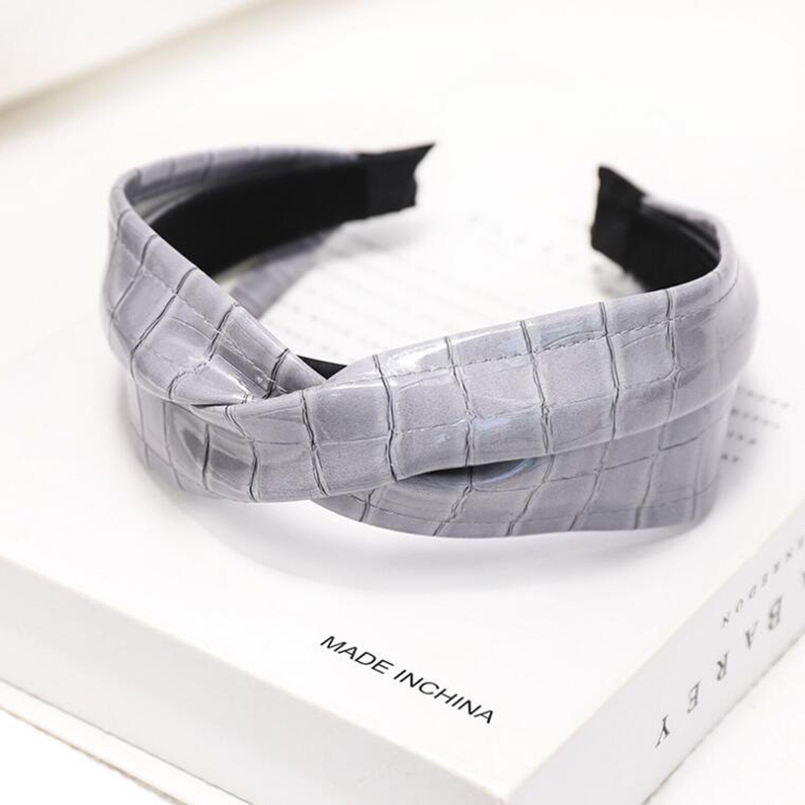 Vrouwen hoofdband kunstlederen haarband brede zijkant kruisknoop hoofddeksel volwassen haaraccessoires