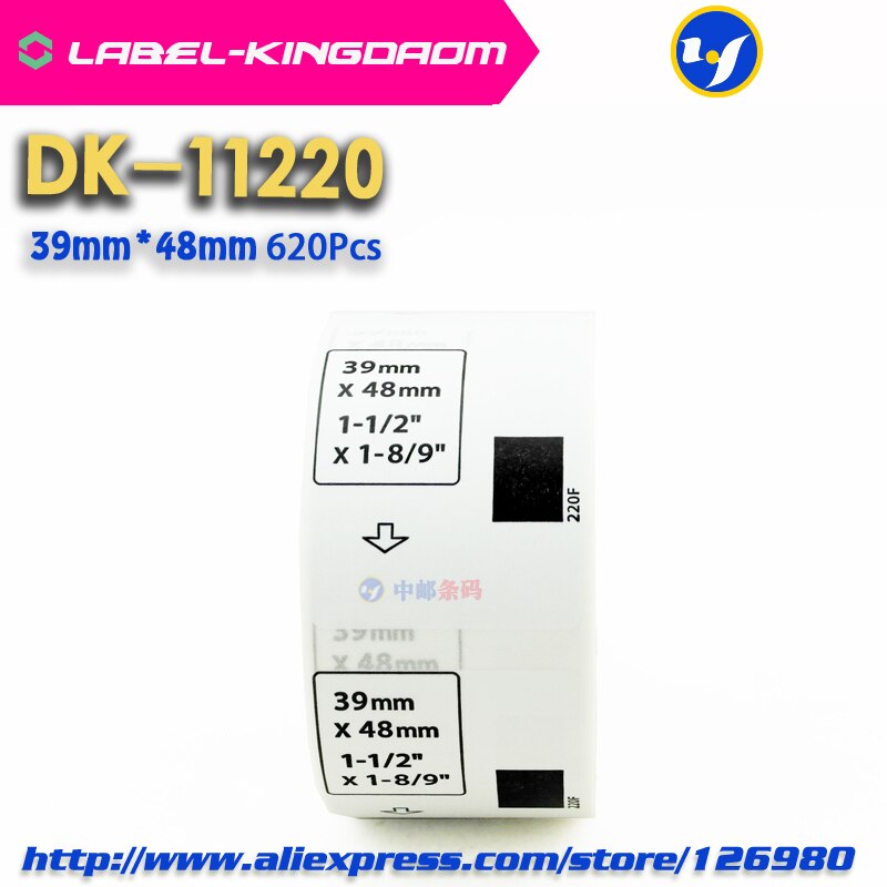 10 rollos de recarga compatibles con etiqueta de DK-11220 39mm * 48mm 620 Uds. Compatibles con impresora de etiquetas Brother QL-700/720 DK-1220 de papel blanco