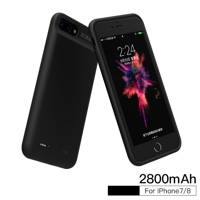 ROMOSS Battery Charger Case For iPhone 7 7Plus 8 8Plus Power Bank Case Cover: for i7 i8 2800mah