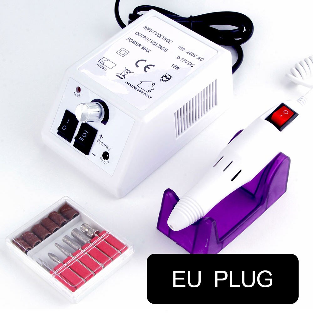 Elektrisk manicure sæt pedicure skærere neglebor sæt manicure maskine apparater neglefil værktøj keramisk cutte: Hvid eu-stik