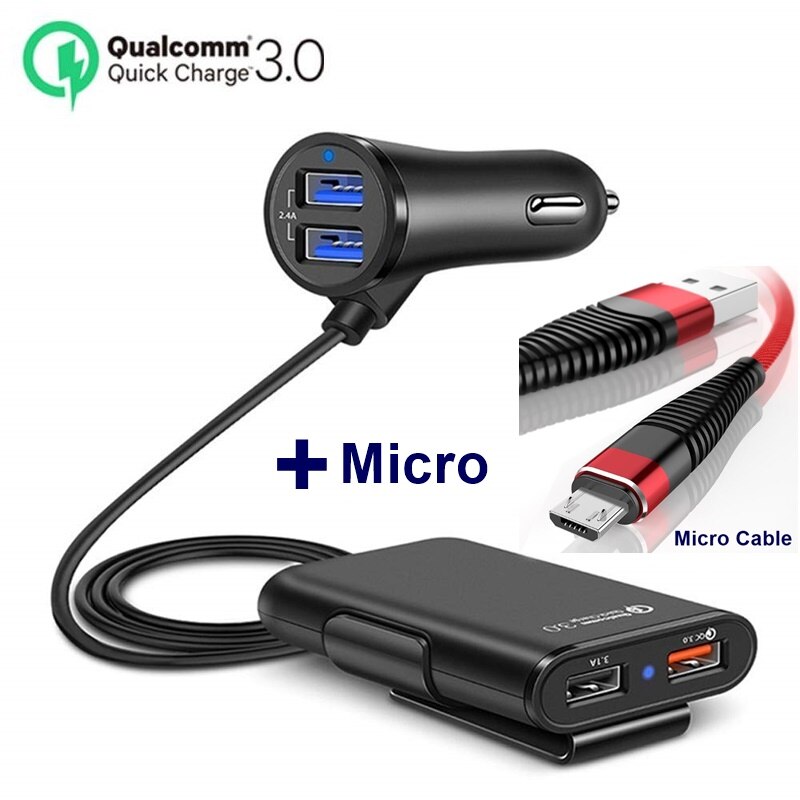 Tongdaytech Autolader USB Snel Opladen 3.0 Voor Iphone X 7 Mobiele Telefoon Snellader In Auto Chargeur Voor Samsung xiaomi Cargado: Charger with Cable M