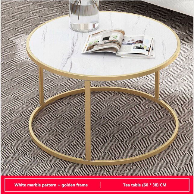 Tea Table End Table Tempered Glass Light Luxury Coffee Tables Nordic Living Room Round Side Table Kitchen Living Room Furniture: White 60cm